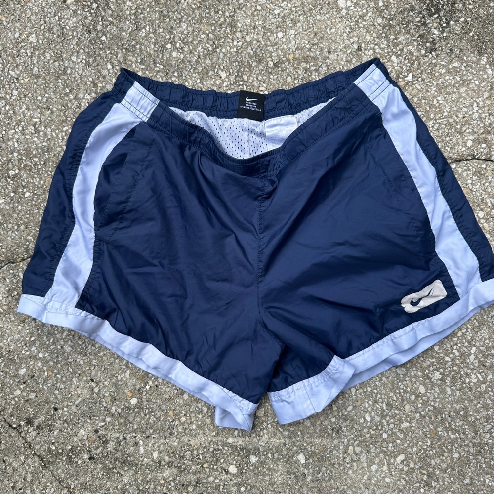 Nike Womens Vintage Navy Blue Mesh Lined Running Shorts Size S 4-6